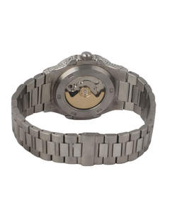 Reloj de Pulsera Unisex Personalizado, Mecánico, Completamente Personalizable, con Diamantes Moissanite VVS de Cristal Negro Helado y Oro Blanco de Alta Calidad - Product Image 4