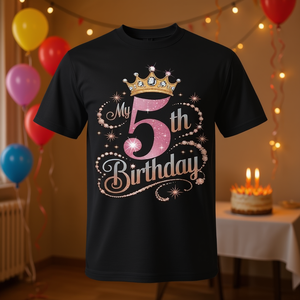 Maglietta per il 5° Compleanno per Bambine di 5 Anni, Idea Regalo Personalizzabile Promozionale - Product Image 3