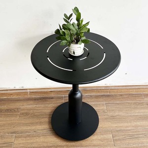 Minimally Designed <b>Outdoor</b> Cafe <b>Table</b> Durable Square Wood Top with Iron Legs CFD68144 for Courtyard Use - Product Image 4
