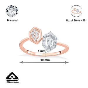 Bague en or rose avec diamants Twin Hexas Fashion - Product Image 6