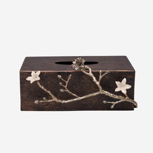 Boîte à mouchoirs en métal de forme carrée de la plus grande qualité avec Gingko Boîte à mouchoirs de table moderne parfaite pour votre chambre à coucher Salle de bain - Product Image 5