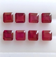Pierre précieuse de rubis naturel certifiée par un tiers, taille octogonale à facettes, non montée, pour la création de bijoux, traitée par cirage/huile, couleur rouge