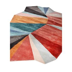 Alfombras de Lana y Viscosa Hechas a Mano, Alfombra Rectangular Abstracta con Rayas Geométricas Rojas y Naranjas para el Hogar, Pasillo, Modelo TNQ-1126 - Product Image 2