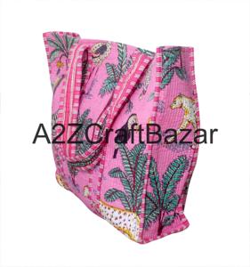Sac fourre-tout grand format en coton 100% rayé, fait main en Inde, avec longue poignée, pour femme, idéal pour les voyages, les courses, le travail et l'usage quotidien. - Product Image 5