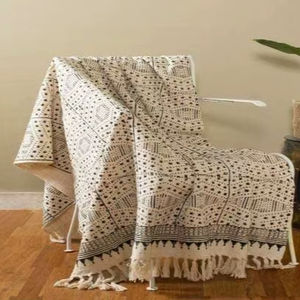 Jeté en coton imprimé à la main, écologique, de luxe, 50x70 pouces, toutes saisons, pour canapé, lit et décoration de la maison - Product Image 1