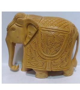 Statue d'éléphant en bois sculptée à la main, moderne, pour la décoration de la maison, du salon, du bureau ou de la table. - Product Image 3