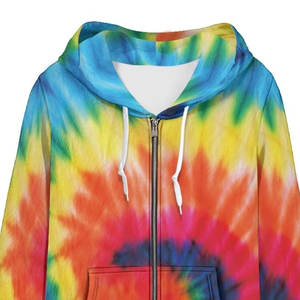 <b>Zipper</b> Up <b>Tie</b> Dye Printed Hoodie Sublimated Your Own Customized Hoodies in Wholesale Bulk - Product Image 3