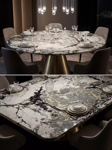 Table à manger en marbre noir et blanc personnalisée, comptoir de cuisine, dessus de vanité, marbre noir Napo leon, dîner et chaises - Product Image 5