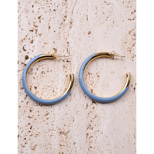 YXQ E430 crema colore acciaio inox + smalto moda orecchini a cerchio - Product Image 4
