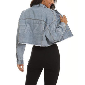 Latest Design 100% Cotton Made Women Crop Jeans <b>Jacket</b> Waterproof Wholesale Crop Jeans <b>Jacket</b> For Women - Product Image 2