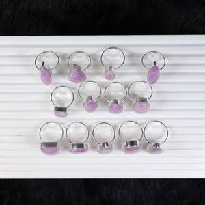 Bague Kunzite rose pour filles Cabochons en pierres précieuses naturelles pour la fabrication de bijoux en argent - Product Image 4