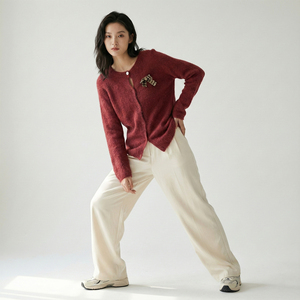 Suéter Cárdigan de Punto Fino para Mujer, Casual, de Invierno, de Manga Larga, con Lazo, 27% Mezcla de Alpaca - Product Image 1