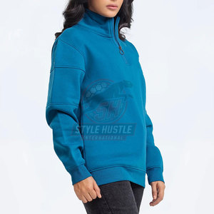 Sweat-shirts à demi-zip pour femmes à manches longues, taille personnalisée, en coton et polyester - Product Image 3