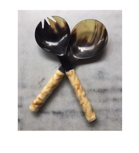Nuevo diseño de cubiertos cuerno resina ensalada cuchara hecha a mano perfecta utensilios de cocina Mesa restaurante Hotel uso cubiertos vajilla - Product Image 5