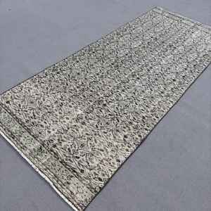 Tapis turc vintage, tapis de 3,7x9 pieds, tapis marocain gris - Product Image 2