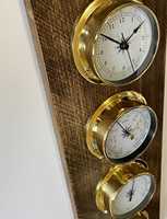 Reloj y barómetros de latón/Reloj de latón pulido redondo tipo Pared de 4,5 "/Reloj de barómetro de esqueleto mecánico con ventana de resorte