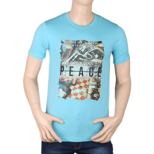 Camiseta estampada de manga corta y cuello redondo para hombre - Azul claro - Product Image 2