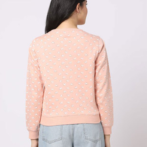 Sudadera de gran tamaño bordada personalizada para mujer Sudadera de cuello redondo con hombros caídos para mujer al por mayor - Product Image 3