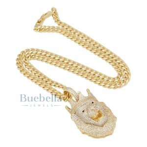 Collier de visage de lion de style vintage plaqué or avec design glacé pour les rois royaux de la mode Lion couronné avec racines royales Street Drip - Product Image 3