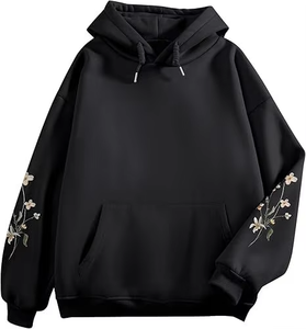 Sweat à capuche en tricot surdimensionné formel pour femmes, en molleton doux, coupe décontractée, manches longues, logo sur le devant - Product Image 5