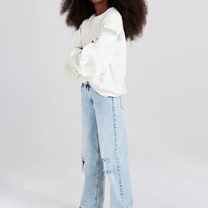 Venta al por mayor nueva moda de manga larga liso sudadera de mujer de lana Casual Crop Hoodies - Product Image 5