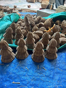 Set Rattan <b>Wicker</b> Christmas Tree Ornaments Natural Boho Farmhouse Eco-friendly Holiday Decoration Xmas Hanging Decor Wholesale - Product Image 5