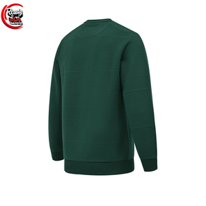 Sweat-shirt à col rond à texture verte britannique pour homme Design découpé pour l'hiver - Product Image 2