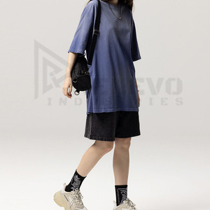 T-shirt pour femme en coton lourd 280G, délavé à l'acide, coupe ample, style streetwear, avec motif de lettres, OEM - Product Image 3