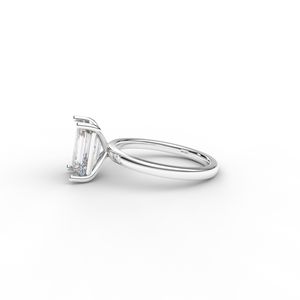 IGI Certified <b>Emerald</b> Cut Lab Grown Diamond Solitaire Engagement <b>Ring</b> in Solid 925 Sterling <b>Silver</b> - Product Image 3