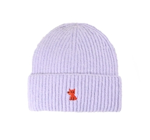 Bonnet brodé de renard mignon chapeau tricoté chaud d'hiver unisexe - Product Image 1