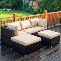 Design moderne couleur personnalisée 5 pièces ensemble de canapé en osier pour l'extérieur chaises de table protégées contre les UV sans verre pour restaurants Phu Linh Vietnam