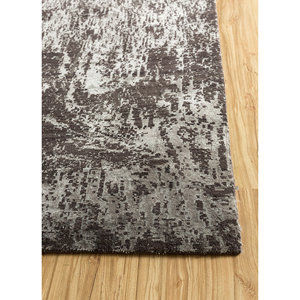 Alfombra Kavi Gris y Negra Anudada a Mano de Lana y Seda de Bambú con Patrón Abstracto Srb(703) para Uso Doméstico - Product Image 4