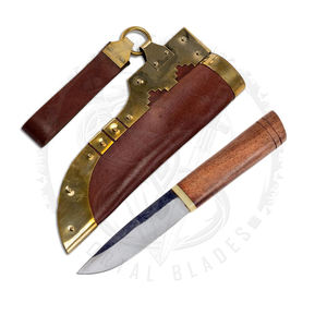Cuchillo Vikingo Tradicional Birka con Funda de Bronce, Cuchillo Vikingo Medieval Multifuncional para Campamento al Aire Libre - Product Image 2