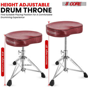5 Core Drum Throne 4 <b>Padded</b> Guitar <b>Stool</b> Drummer Chair Adjustable Musician Seat - Product Image 4
