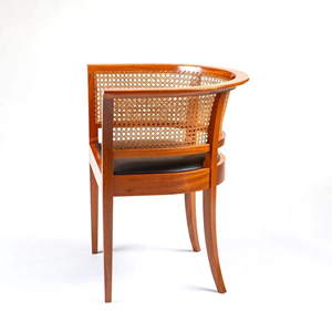 Solid Wood <b>Dining</b> <b>Arm</b> <b>Chair</b> <b>with</b> Natural Cane Backrest and Padded Seat for Restaurant Cafe and Home Use - Product Image 4