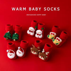 <span class=keywords><strong>Nouveau</strong></span>-<span class=keywords><strong>né</strong></span> coton hiver automne chaussettes infantile noël père noël éponge chaud pantoufles respirant enfants chaussettes 0-3 ans <span class=keywords><strong>pour</strong></span> garçons - Product Image 1