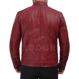 Fall Winter Men's Genuine Cow Skin Leather Jacket with <b>Stand</b> Collar Breathable Design for Outdoor Activities - Product Image 2