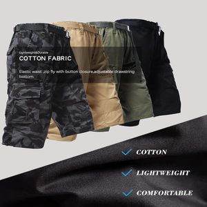 Pantalones cortos Cargo para hombre 3/4, pantalones cortos para correr de ajuste relajado para hombre, 7 bolsillos, cintura elástica, pantalones cortos de algodón para senderismo, pantalones cortos de mezclilla - Product Image 5