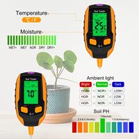 Testeur d'humidité du sol 4 en 1, testeur de pH du sol pour l'humidité du jardin, de la pelouse, de l'intérieur, de la serre, de la plantation, détecteur de sol haute précision
