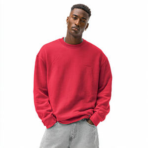Drop Shoulder Winter Men's Sweatshirts 400 GSM Oversized Crew Neck Embroidered Fleece Pullover - Product Image 1