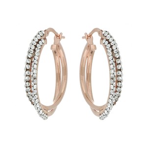 Boucles d'oreilles DelPia Dea Horta, tube externe 10 % or 18 carats sur tube en argent sterling 925, cristaux blancs et roses à l'intérieur, 20 mm - Product Image 2