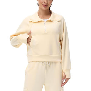 เสื้อสเวตเตอร์ผ้าฝ้ายโพลีเอสเตอร์มีซิปผ่าครึ่งปิดโลโก้ออกแบบได้ตามต้องการ - Product Image 4