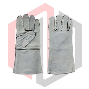 Guantes de Soldadura de Cuero de Gamuza Gris Resistentes al Calor, Antiestáticos, para Bomberos, Tig/Mig/Stick, 11 oz, 14 Pulgadas, Resistentes a Desgarros - Product Image 1
