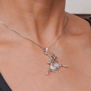 จี้เพชรโมอิสซาไนต์ VVS หรูหรา สไตล์ฮิปฮอป ประดับด้วยเงินแท้ 925 ดีไซน์รูปกวางเรนเดียร์ เรียบง่าย ราคาประหยัด - Product Image 2