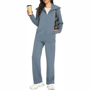 ชุดเซ็ทลำลองสองชิ้นสำหรับผู้หญิง ดีไซน์ทันสมัย เหมาะสำหรับฤดูหนาว มีฮู้ด เสื้อแขนยาว ทรงหลวม กางเกงขายาวทรงกว้าง - Product Image 1