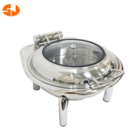 Piring Chafing prasmanan Stainless Steel, isolasi komersial, pemanas makanan prasmanan Hotel penghangat
