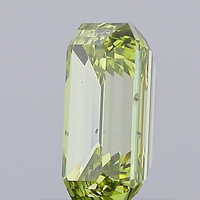 Diamant de laboratoire CVD de 1,06 ct, naturel, fantaisie, jaune vertâtre, taille émeraude carrée, clarté SI1, finition EX, certifié IGI