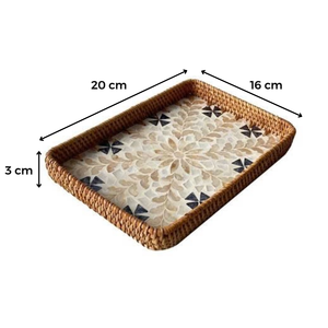 Plateau de service décoratif rectangulaire moderne en rotin tressé à la main, élégant, vietnamien, écologique, jetable et personnalisable - Product Image 5