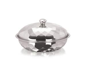 Casserole de service classique en acier inoxydable martelé, écologique et durable, avec couvercle (fini miroir) - Product Image 3