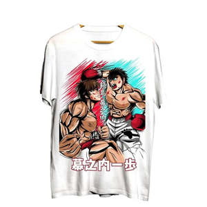 T-shirt de boxe Anime Ippo Vs Baki 100% coton avec motif, disponible en longueur longue et en 3 poids (280g, 240g, 200g) - Product Image 4